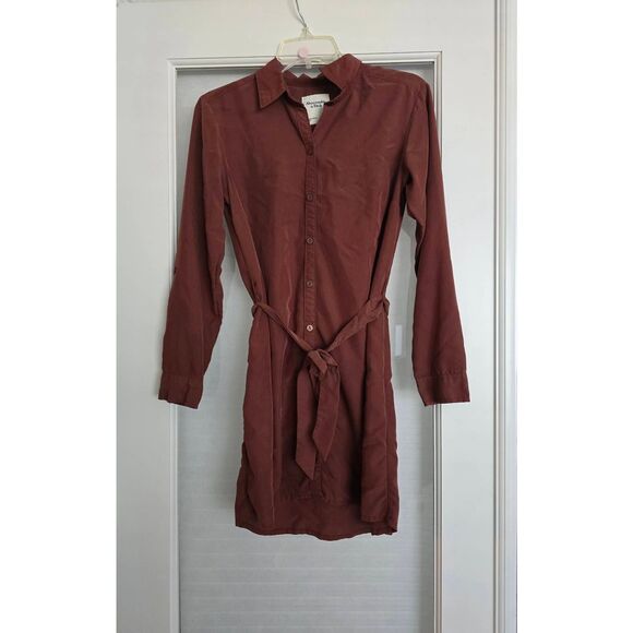 Women's Abercrombie & Fitch Long Sleeve Button Down Mini Shirt‎ Dress Color Rust - Picture 1 of 7